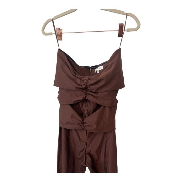 Ronny Kobo Delrey Strapless Cut Out Jumpsuit Catsuit Stretch Jersey Chocolate S - Picture 3 of 14